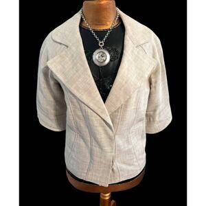 NWOT Zara Basics Short Sleeve Fitted Linen Button Front Jacket Size S/M Pockets